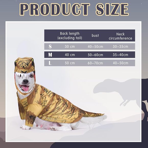 T Rex Dinosaur Dog Costume Medium Pet Halloween Outfit for Cats and Dogs - Picture 2 of 7